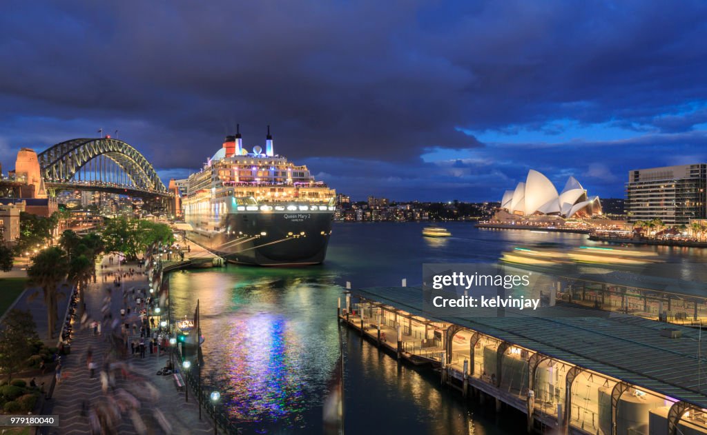 Sydney Opera House, Queen Mary 2 and Sydney Harbour Bridge, Australia
