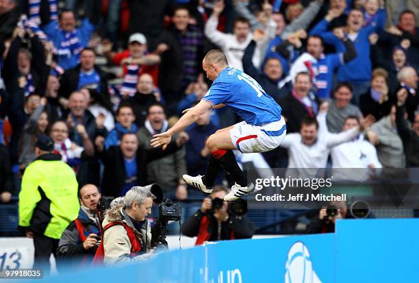 Kenny Miller of Rangers celebrates after scoring during the CIS Insurance Cup Final between St Mirren and Rangers at Hampden Park on March 21, 2010...