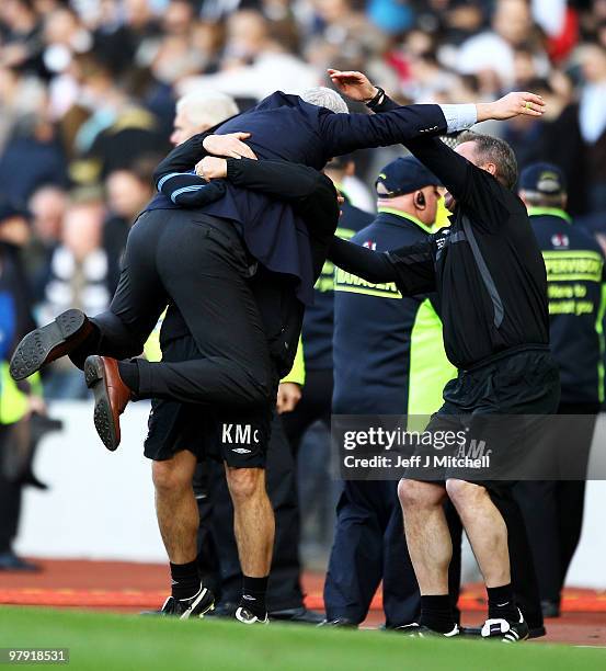 Rangers coach Walter Smith celebrates at the end of the CIS Insurance Cup after beating St Mirren 1-0 in the final at Hampden Park on March 21, 2010...