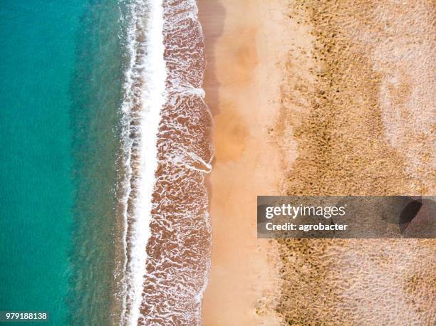 aerial view of clear turquoise sea - helicopter point of view stock pictures, royalty-free photos & images