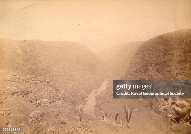 The valley of the Kaieteur from the plateau above the falls, Guyana, 1878.