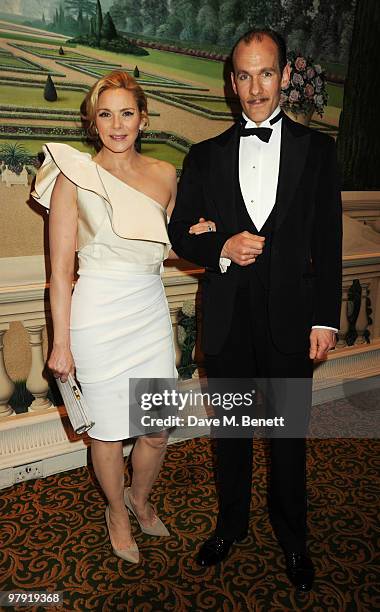 Kim Cattrall and Simon Paisley Day attend The Laurence Olivier Awards, at the Grosvenor House Hotel on March 21, 2010 in London, England.