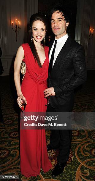 Sierra Boggess and Ramin Karimloo attend The Laurence Olivier Awards, at the Grosvenor House Hotel on March 21, 2010 in London, England.