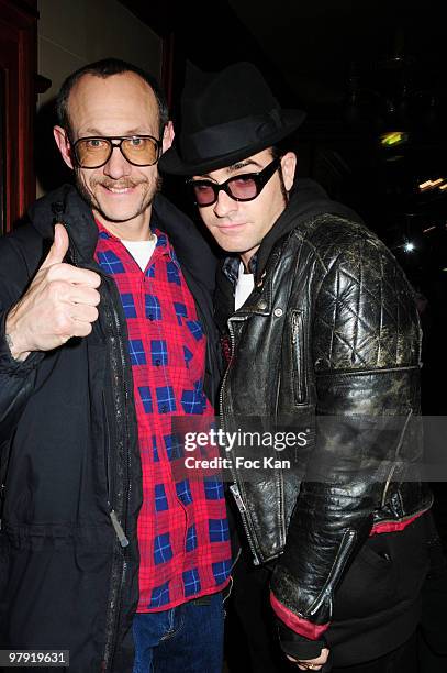 Photographer Terry Richardson and Justin Theroux attend the " You Are Here" - ÒI' M HereÓ Paris Premiere After Party at Pavillon Le Doyen on March...