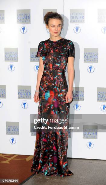 Keira Knightley attends The Laurence Olivier Awards at The Grosvenor House Hotel on March 21, 2010 in London, England.