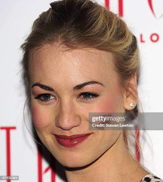 Actress Yvonne Strahovski arrives to host an evening at Tabu Ultra Lounge at MGM Grand Hotel/Casino on March 20, 2010 in Las Vegas, Nevada.