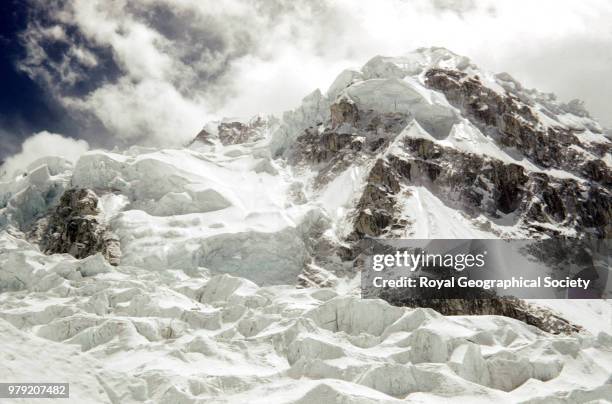 Ice in the Khumbu Glacier, Nepal, March 1953. Mount Everest Expedition 1953.