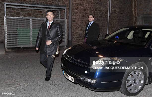 French Minister responsible for the Government's Economic recovery plan Patrick Devedjian arrives, on March 21, 2010 in Paris, at the UMP campaign...