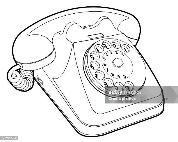 ilustrações de stock, clip art, desenhos animados e ícones de vintage telefone - telefone fixo