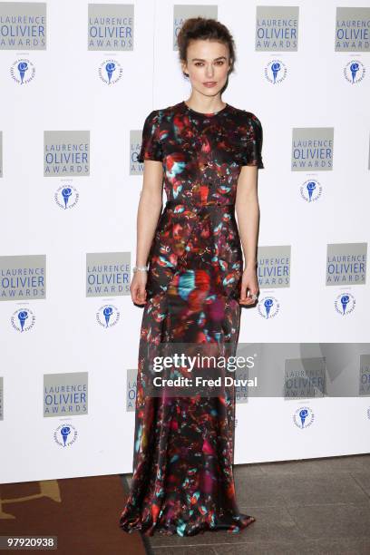 Keira Knightley attends The Laurence Olivier Awards at The Grosvenor House Hotel on March 21, 2010 in London, England.