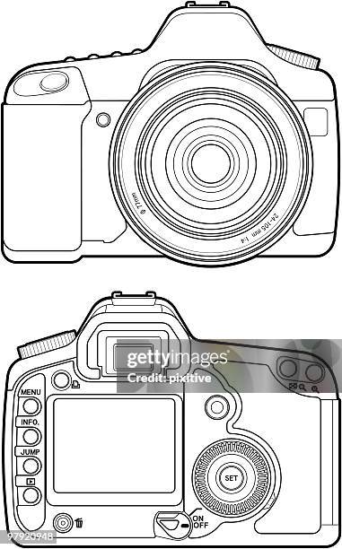 camera outline - camara reflex stock illustrations