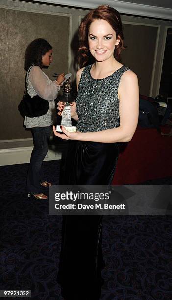 Ruth Wilson poses with the Best Supporting Actress Award during The Laurence Olivier Awards, at the Grosvenor House Hotel on March 21, 2010 in...