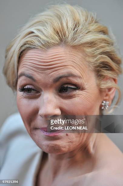 British actress Kim Cattrall arrives at the Dorchester Hotel in central London ahead of the Laurence Olivier theatre awards on March 21, 2010. The...
