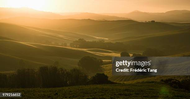 tuscan fields, val d'orcia - orcia valley foto e immagini stock