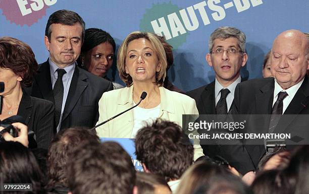 Valerie Pecresse, Minister of Higher Education and Research and Ile-de-France UMP regional candidate of French governing UMP right wing party gives a...