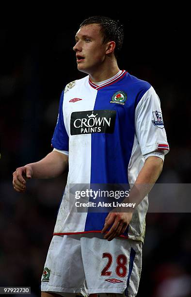 Phil Jones of Blackburn Rovers looks on during the Barclays Premier League match between Blackburn Rovers and Chelsea at Ewood Park on March 21, 2010...