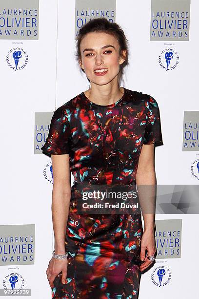 Keira Knightley attends The Laurence Olivier Awards at The Grosvenor House Hotel on March 21, 2010 in London, England.