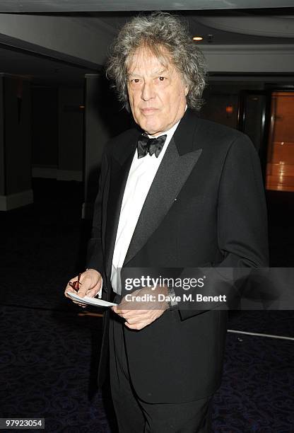 Tom Stoppard poses with the XXX during The Laurence Olivier Awards, at the Grosvenor House Hotel on March 21, 2010 in London, England.