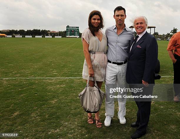 Michelle Woods, Jeffrey Donovan and Mr. Yves Piaget attends the Piaget Gold Cup at the Palm Beach International Polo Club on March 21, 2010 in...