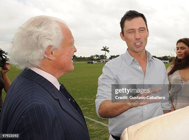 Yves Piaget, Jeffrey Donovan and Michelle Woods attend the Piaget Gold Cup at the Palm Beach International Polo Club on March 21, 2010 in Wellington,...