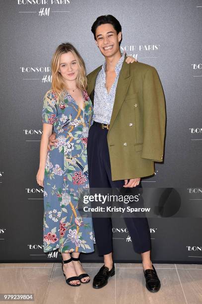 Manon Valentin and Khaled Alouach attend the H&M Flagship Opening Party as part of Paris Fashion Week on June 19, 2018 in Paris, France.