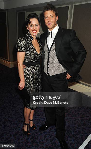 Jill Halfpenny and Duncan James attends The Laurence Olivier Awards, at the Grosvenor House Hotel on March 21, 2010 in London, England.