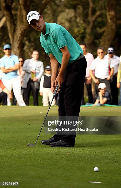 Rhys Davies of Wales in action during the final round of the Hassan II Golf Trophy at Royal Golf Dar Es Salam on March 21, 2010 in Rabat, Morocco.