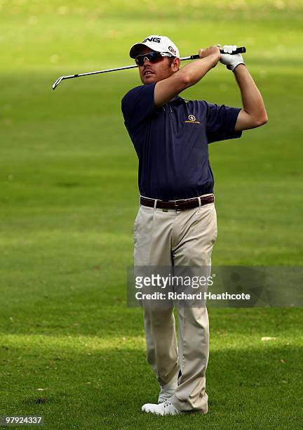Louis Oosthuizen of South Africa in action during the final round of the Hassan II Golf Trophy at Royal Golf Dar Es Salam on March 21, 2010 in Rabat,...