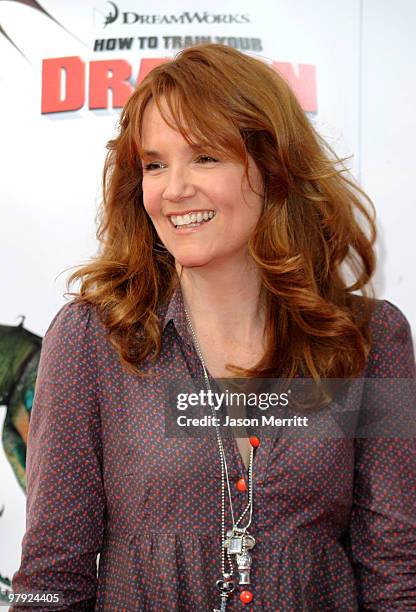 Actress Lea Thompson arrives at the premiere of Dreamworks Animation's "How To Train Your Dragon" on March 21, 2010 at Gibson Amphitheatre in...