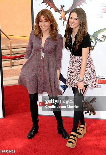 Actress Lea Thompson and daughter Zoe Thompson arrive at the premiere of Dreamworks Animation's "How To Train Your Dragon" on March 21, 2010 at...
