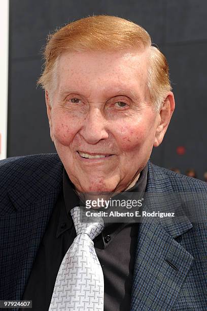 Chairman of the Board, Viacom and CBS Corp Sumner Redstone arrives at the premiere of Dreamworks Animation's "How To Train Your Dragon" on March 21,...