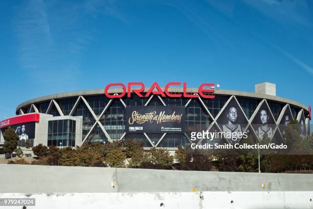 Facade of Oracle Arena, the home of the Golden State Warriors basketball team, Oakland, California, June 11, 2018.