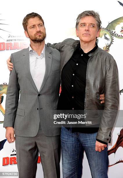 Actors Gerard Butler and Craig Ferguson arrive at the premiere of Dreamworks Animation's "How To Train Your Dragon" on March 21, 2010 at Gibson...