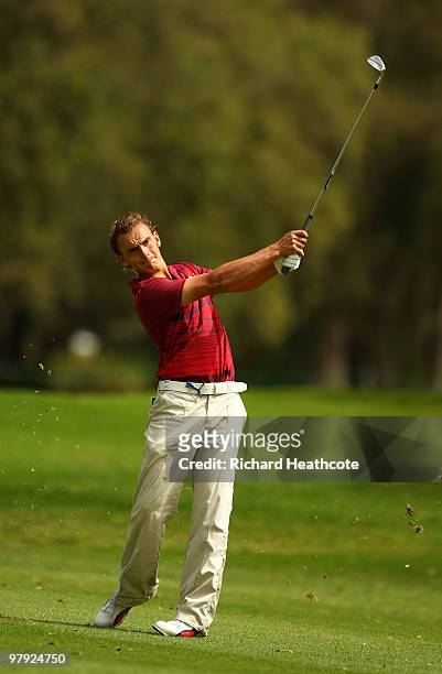 Joost Luiten of The Netherlands in action during the final round of the Hassan II Golf Trophy at Royal Golf Dar Es Salam on March 21, 2010 in Rabat,...