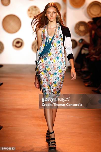 Model wearing Adam Spring 2010 during Mercedes-Benz Fashion Week at Milk Studios on September 12, 2009 in New York City