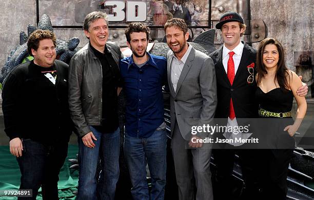 Actor Jonah Hill, Craig Ferguson, Jay Baruchel, Gerard Butler, T.J.Miller and America Ferrera arrive at the premiere of Dreamworks Animation's "How...