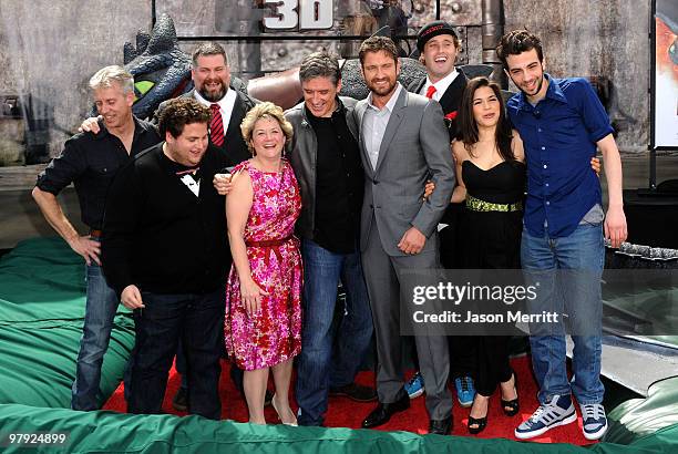 Actor Jonah Hill, Craig Ferguson, Jay Baruchel, Gerard Butler, T.J.Miller and America Ferrera arrive at the premiere of Dreamworks Animation's "How...