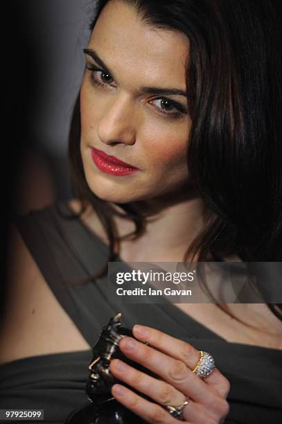 Rachel Weisz, winner of the Best Actress Award, during the Laurence Olivier Awards at The Grosvenor House Hotel, on March 21, 2010 in London, England.