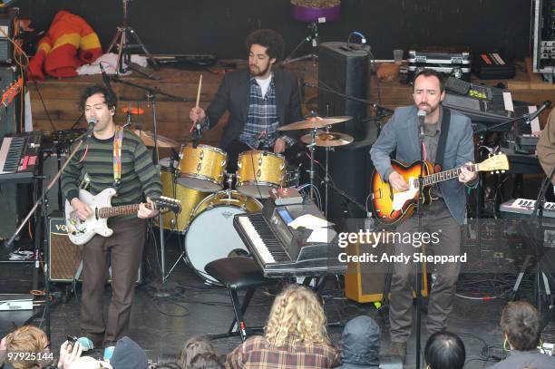 Brian Burton aka Danger Mouse and James Mercer of Broken Bells performs at Mohawk during day 4 of SXSW 2010 Music Festival on March 20, 2010 in...