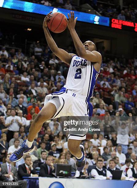 Nolan Smith of the Duke Blue Devils shoots the ball in the game against the California Golden Bears during the second round of the 2010 NCAA men's...