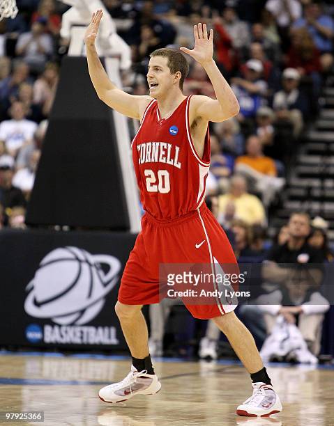 Ryan Wittman of the Cornell Big Red celebrates in the game against the Wisconsin Badgers during the second round of the 2010 NCAA men's basketball...