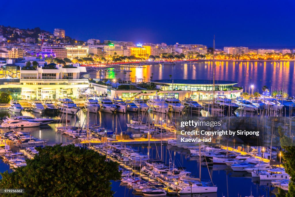 City night light in Cannes, France.