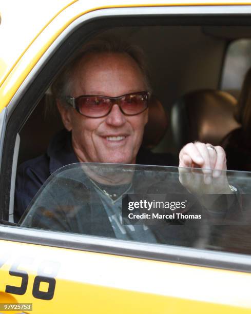 Peter Fonda visits Pastis restaurant in the Meat Packing district on March 20, 2010 in New York City.