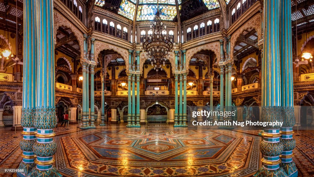 The "Kalyana Mantapa" hall inside the royal Mysore Palace, Mysore