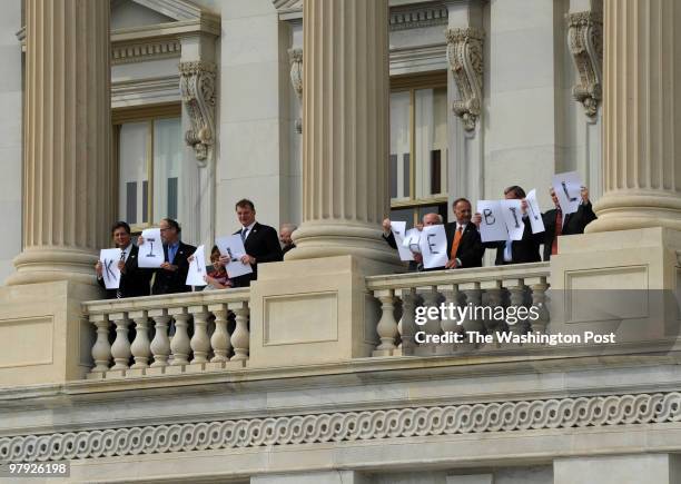 Washington, DC The House of Representatives is expected to vote on the healthcare reform bill, March 21, 2010 in Washington, DC. Pictured, members of...