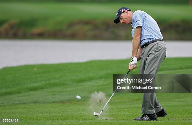 Jim Furyk hits his second shot on the second hole during the final round of the Transitions Championship at the Innisbrook Resort and Golf Club held...