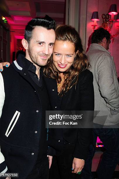 Fashion designers Kinder Aggugini and Jade Jagger attend the Victor & Rolf Celebrate 'Flower Bomb' 5th Anniversary - Paris Fashion Week at the Hotel...