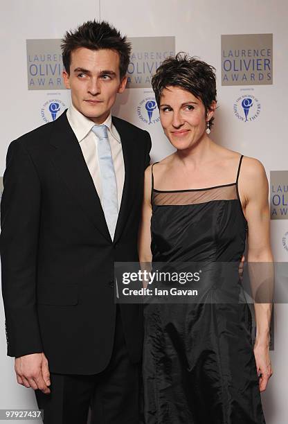 Rupert Friend and Tamsin Greig attend the Laurence Olivier Awards at The Grosvenor House Hotel, on March 21, 2010 in London, England.