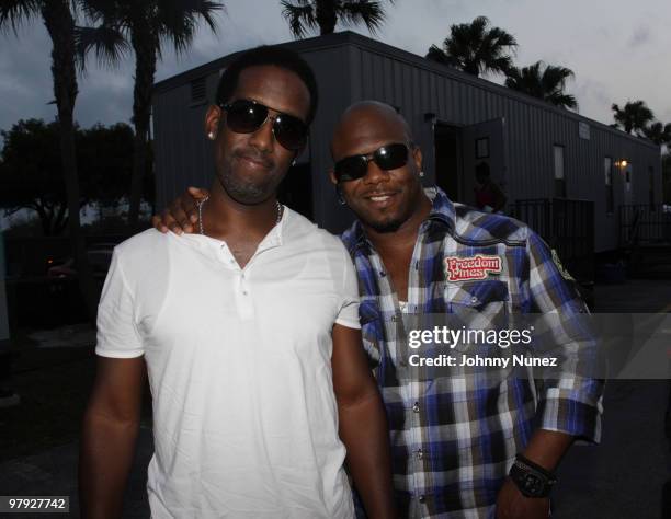 Shawn Stockman and Wanya Morris of Boyz II Men attend Jazz In The Gardens 2010 on March 21, 2010 in Miami Gardens, Florida.