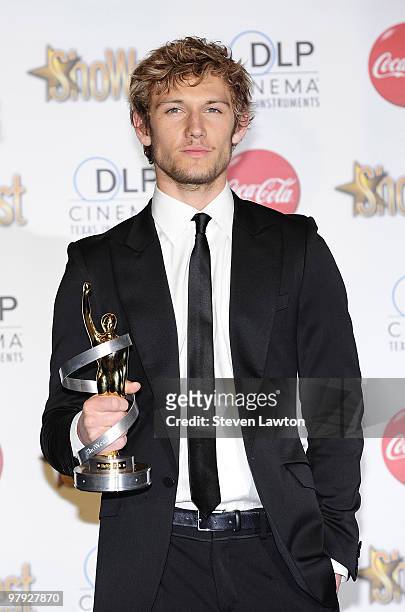 Actor Alex Pettyfer recipient of the Male Star of Tomorrow Award arrives at the ShoWest awards ceremony at Paris Las Vegas during ShoWest, the...